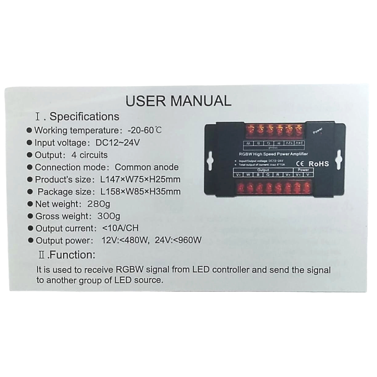 Amplificador Iron Shell 360W RGB 10A 4 Salidas