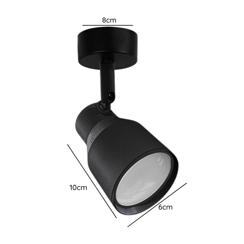 Foco Porta GU10 Negro Sobrepuesto LED Modelo Híades