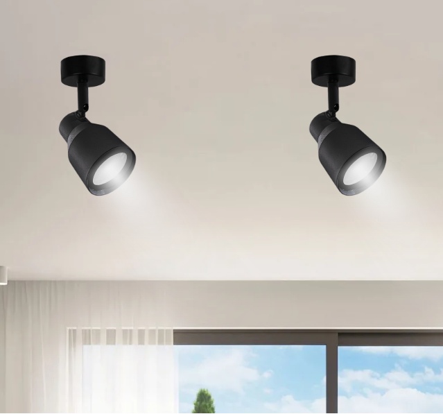 Foco Porta GU10 Negro Sobrepuesto LED Modelo Híades