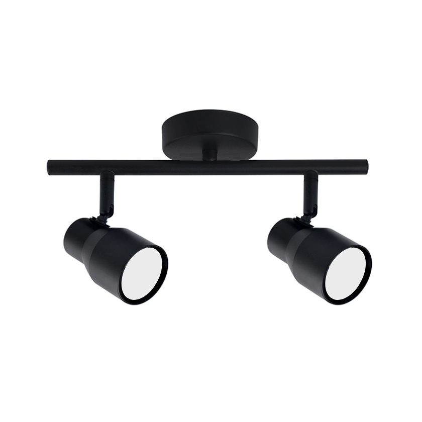 Foco Porta GU10 Doble Negro Sobrepuesto LED Modelo Híades