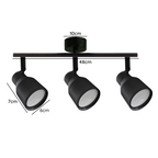 Foco Porta Gu10 Triple Negro Sobrepuesto LED Modelo Híades
