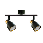 Foco Porta GU10 Doble Negro-Dorado Sobrepuesto LED Modelo Híades
