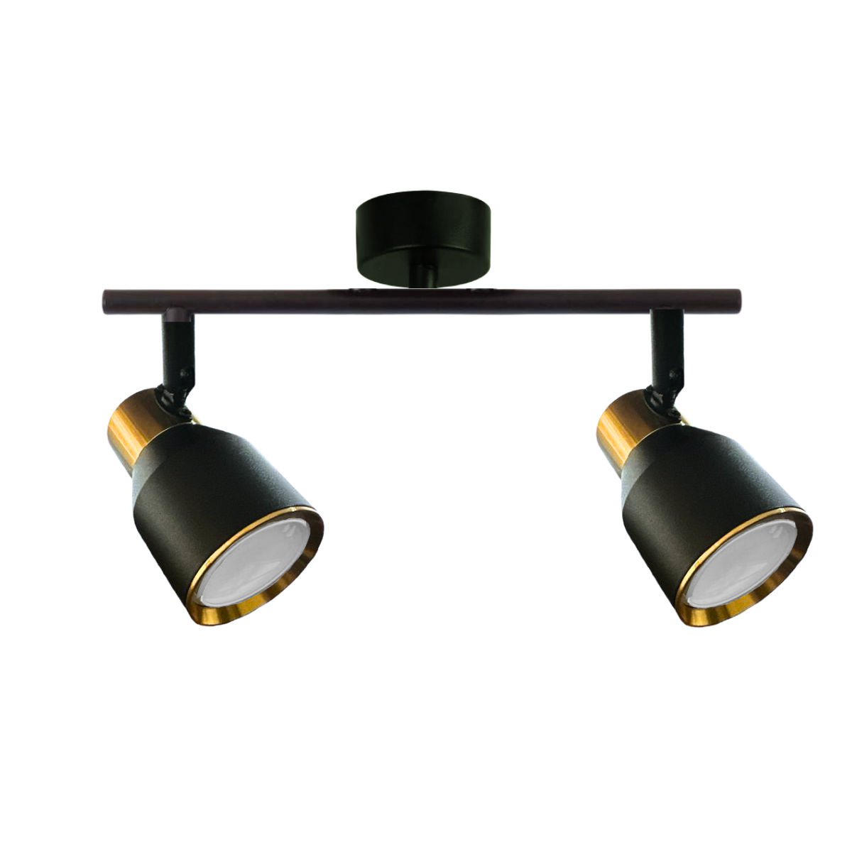 Foco Porta GU10 Doble Negro-Dorado Sobrepuesto LED Modelo Híades