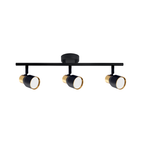 Foco Porta GU10 Triple Negro-Dorado Sobrepuesto LED Modelo Híades