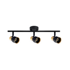 Foco Porta GU10 Triple Negro-Dorado Sobrepuesto LED Modelo Híades