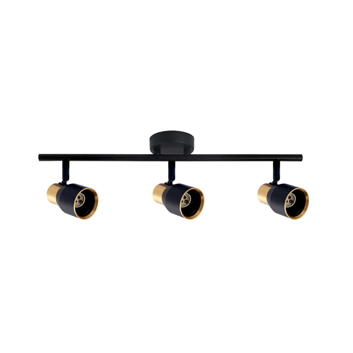 Foco Porta GU10 Triple Negro-Dorado Sobrepuesto LED Modelo Híades