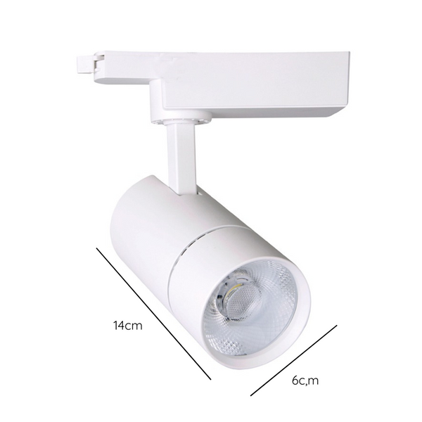 Foco LED A Riel Monofasico 20W 3000K Blanco Modelo Altair-Zeroflicker