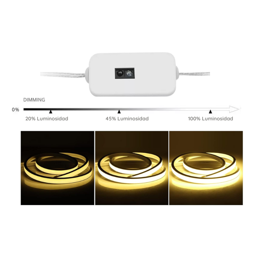 Cinta 5V Neon 2835 120LED Ip54 10Mm 3000K C/Adhesivo 3 Metros