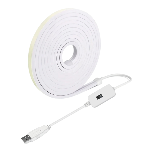 Cinta 5V Neon 2835 120LED Ip54 10Mm 3000K C/Adhesivo 3 Metros