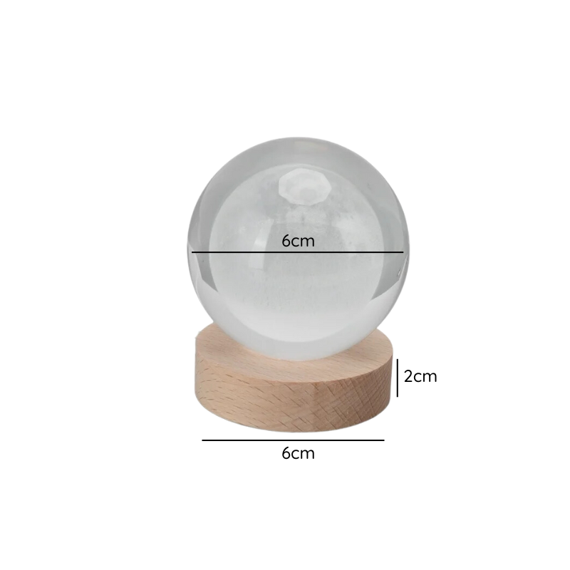 Lámpara De Mesa LED Bola De Cristal 6" Amor 3000K Dc5V Usb 1W