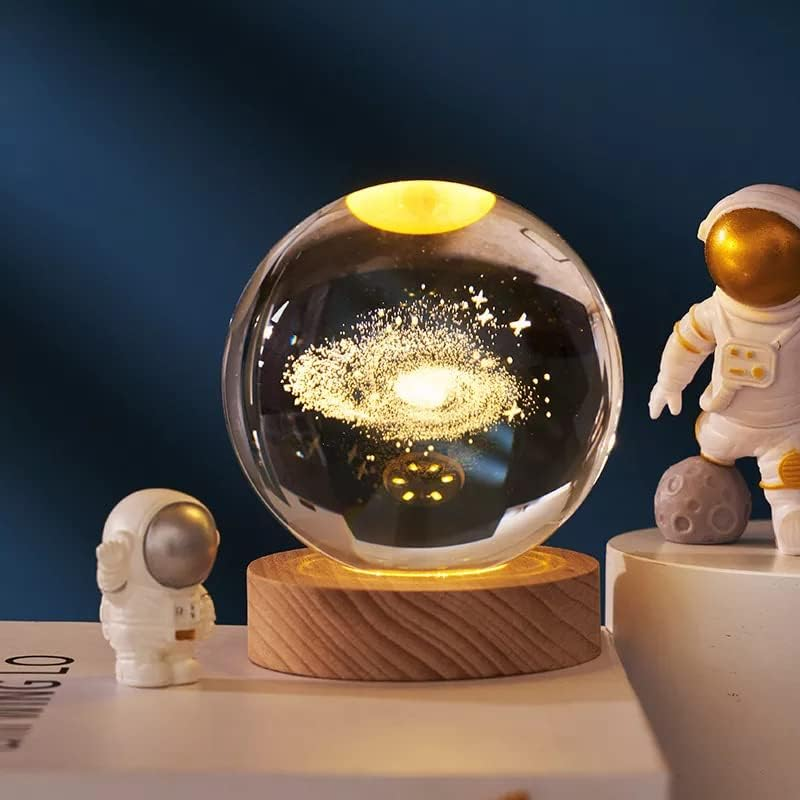Lámpara De Mesa LED Bola De Cristal 6" Universo 3000K Dc5V Usb 1W