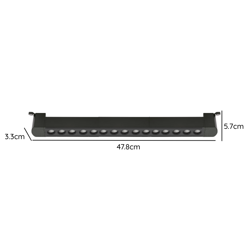 Foco Riel Monofasico Negro 24° Movil 30W 220V 3000K Cygnus