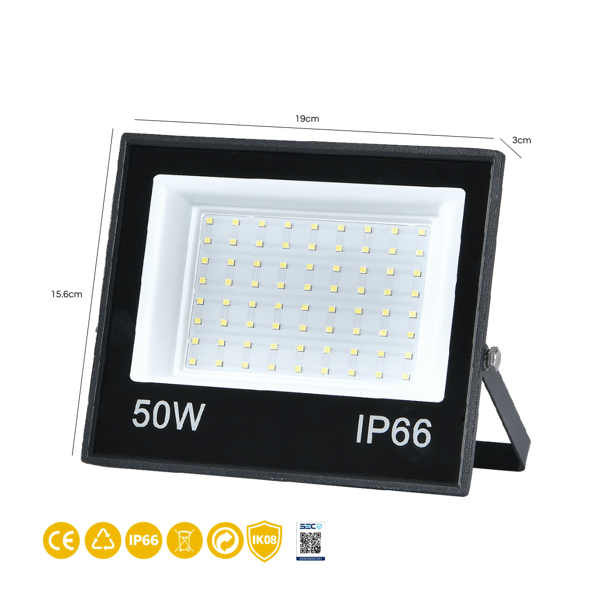 Foco Proyector De Área LED 50W 6000K Modelo Atlas Ip66 Ik08