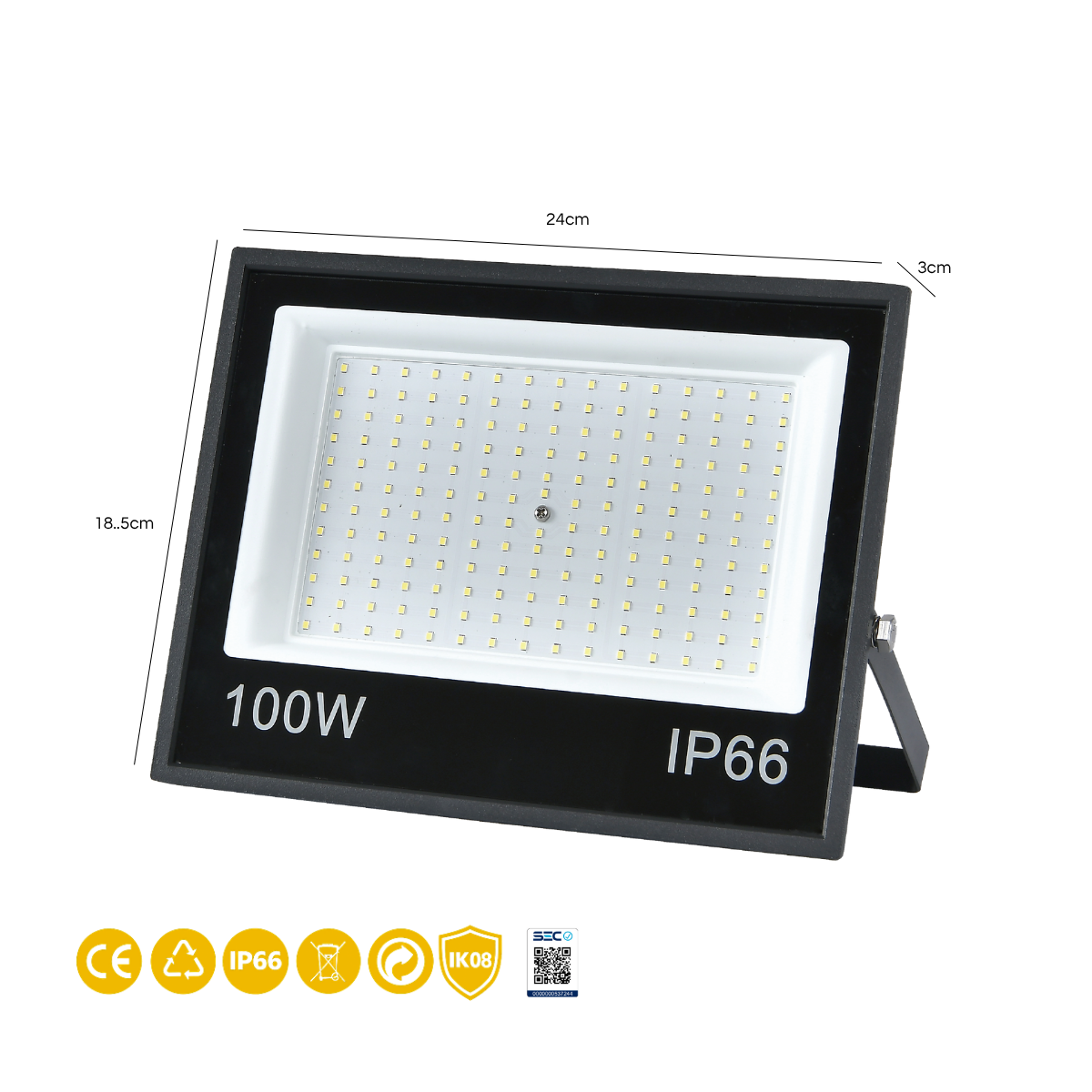 Foco Proyector De Área LED 100W 6000K Modelo Atlas Ip66 Ik08