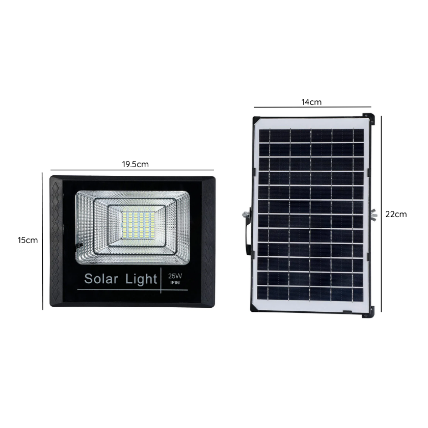 Foco Solar 25W 3.2V Con Panel Solar Y Control Remoto
