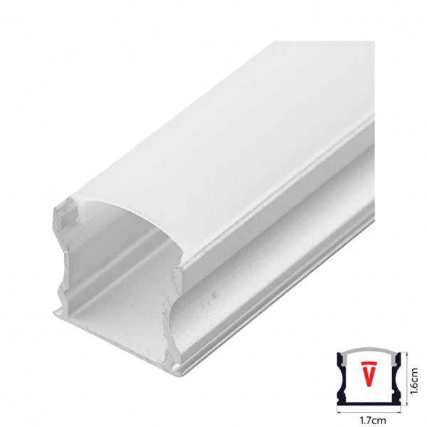 Perfil 2M Gris Con Difusor Espesor 0,45Mm Modelo 601 Esquinero Con Tapa Y Hebillas